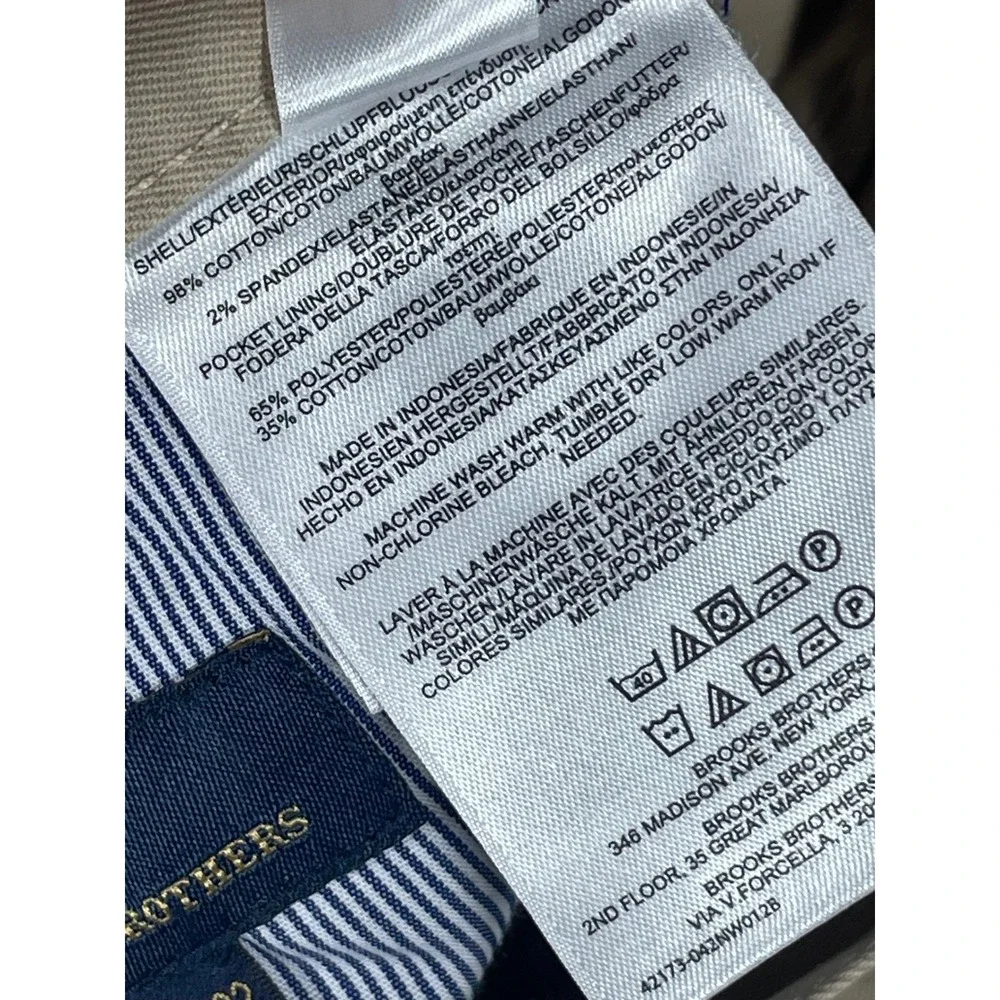 Brooks Brothers Mens Khaki Chino Pants Polyester Blend Casual W36 L32